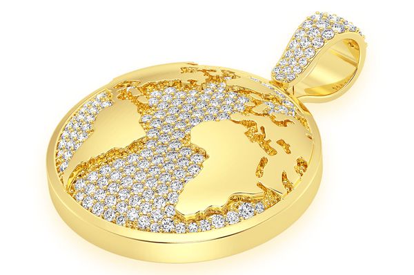 1.33ct Diamond Globe Pendant 14K Solid Gold