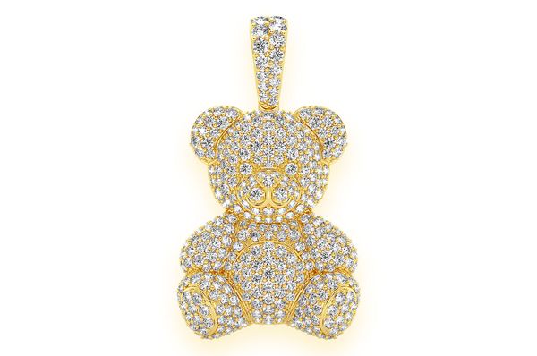 2.65ct Diamond Teddy Bear Pendant 14K Solid Gold