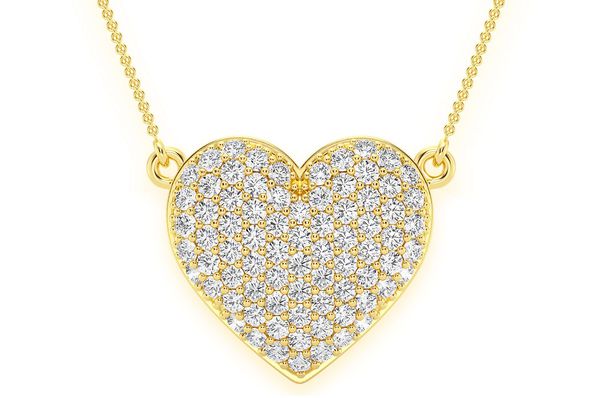 Collar de diamantes de 0,60 ct con corazón burbujeante conectado en oro macizo de 14 quilates