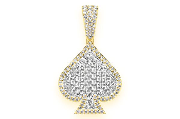 2.00ct Diamond Spade Double Layer Pendant 14K Solid Gold