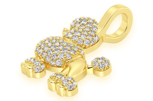 0.33ct Diamond Poodle Pendant 14K Solid Gold