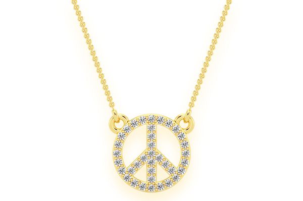 0.15ct Diamond Peace Sign Connected Necklace 14K Solid Gold