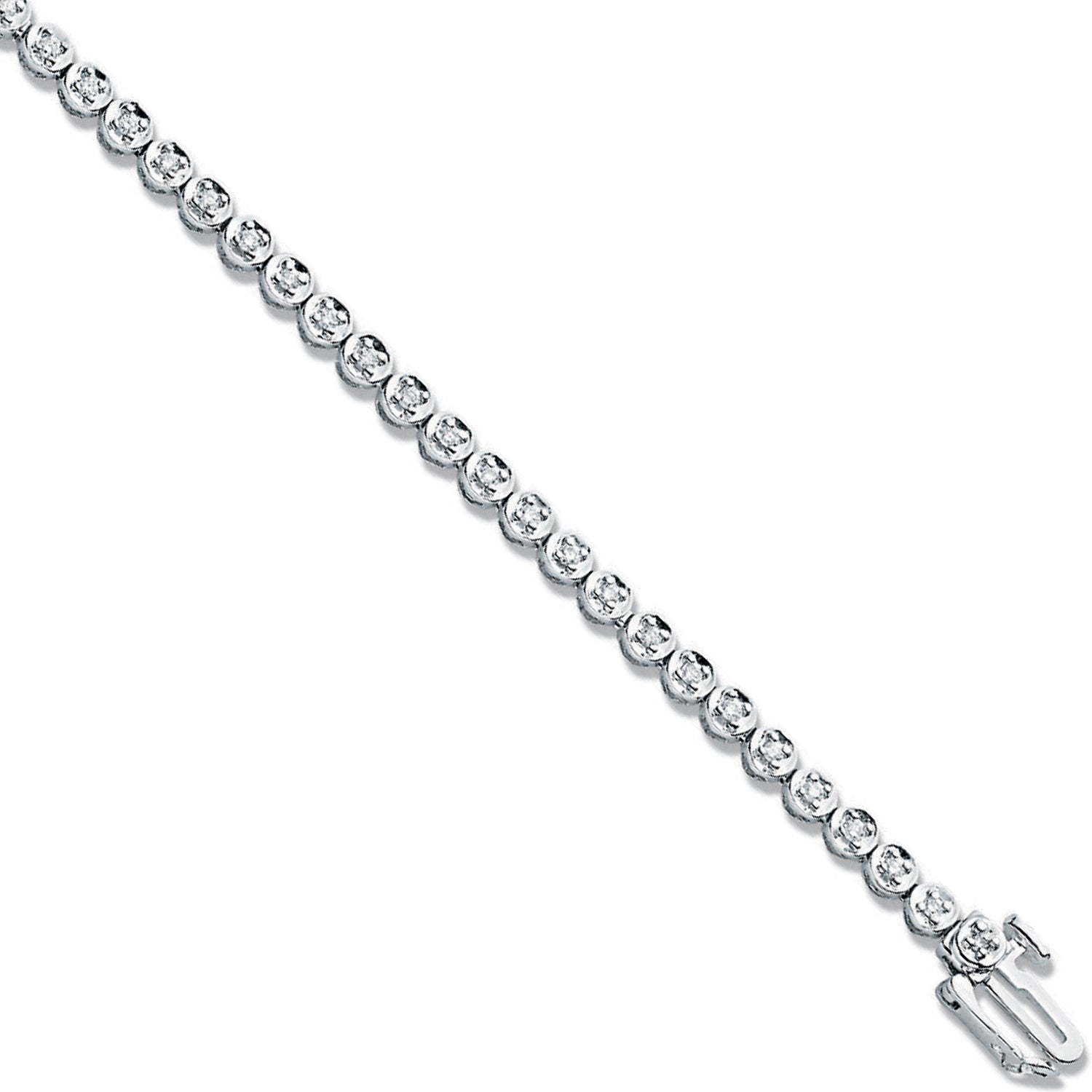 Bracelet tennis diamant 0,55 ct or blanc 9 carats