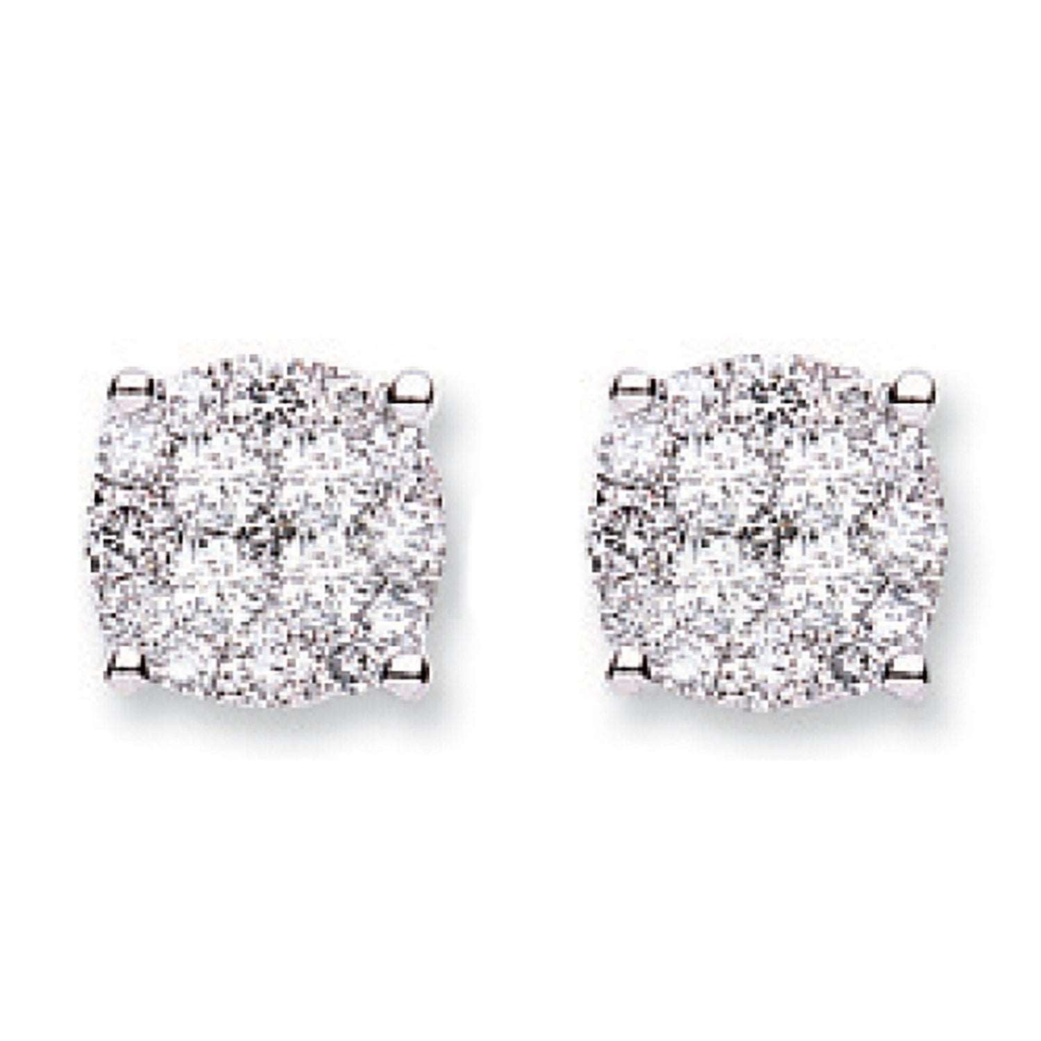 18ct White Gold 0.50ct Cluster Diamond Stud Earrings