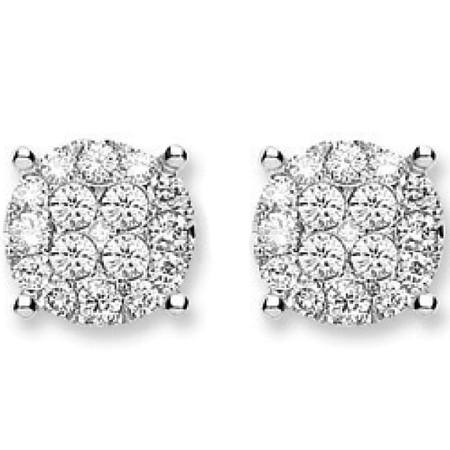 18ct White Gold 1.00ct Cluster Diamond Stud Earrings