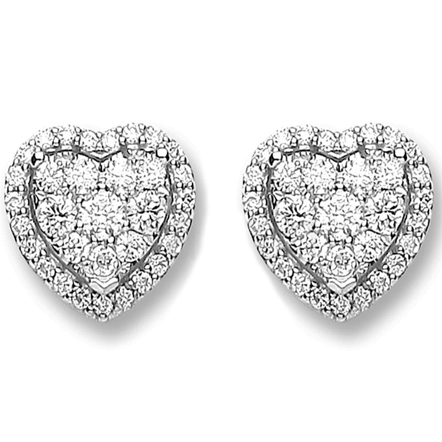 Pendientes con forma de corazón y diamantes de 0,45 ct en oro blanco de 18 quilates