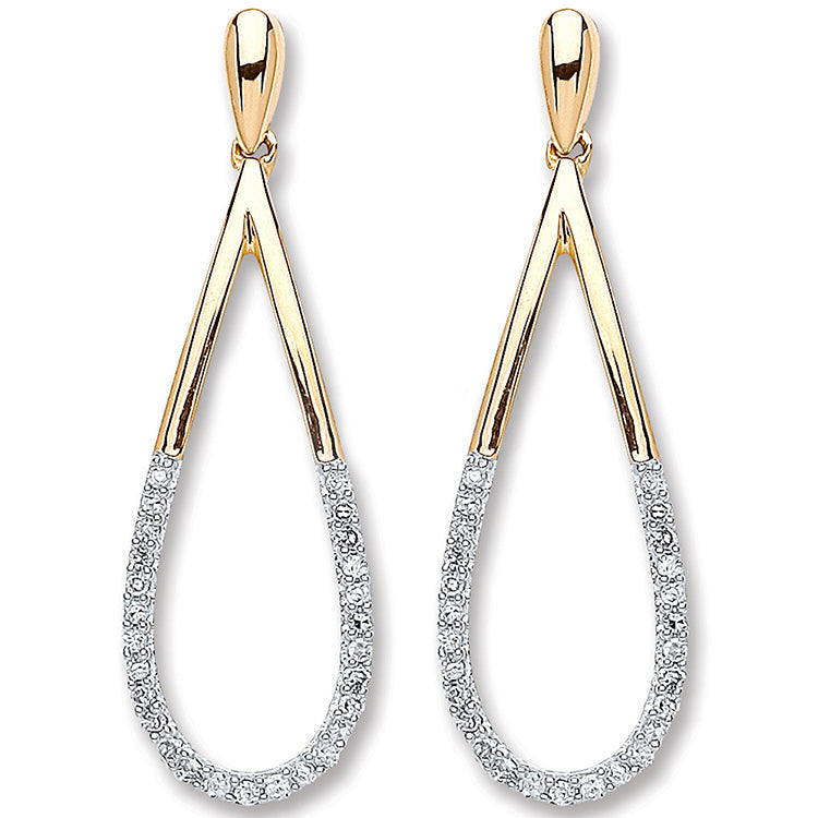 9ct Yellow Gold 0.15ct Diamond Drop Earrings