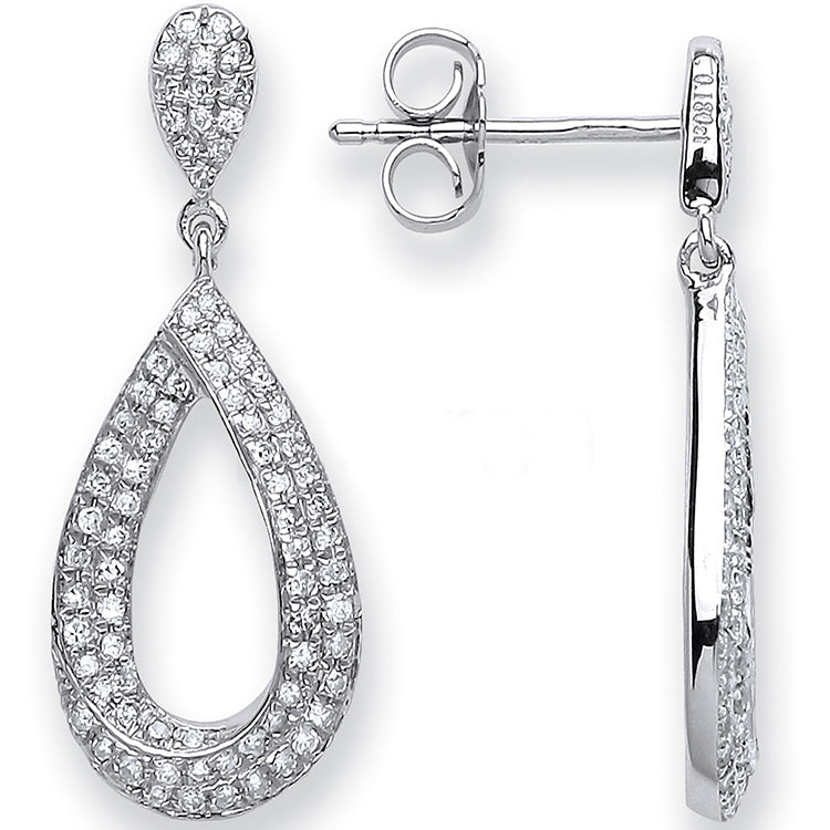 9ct White Gold 0.34cts Diamond Pear Earrings