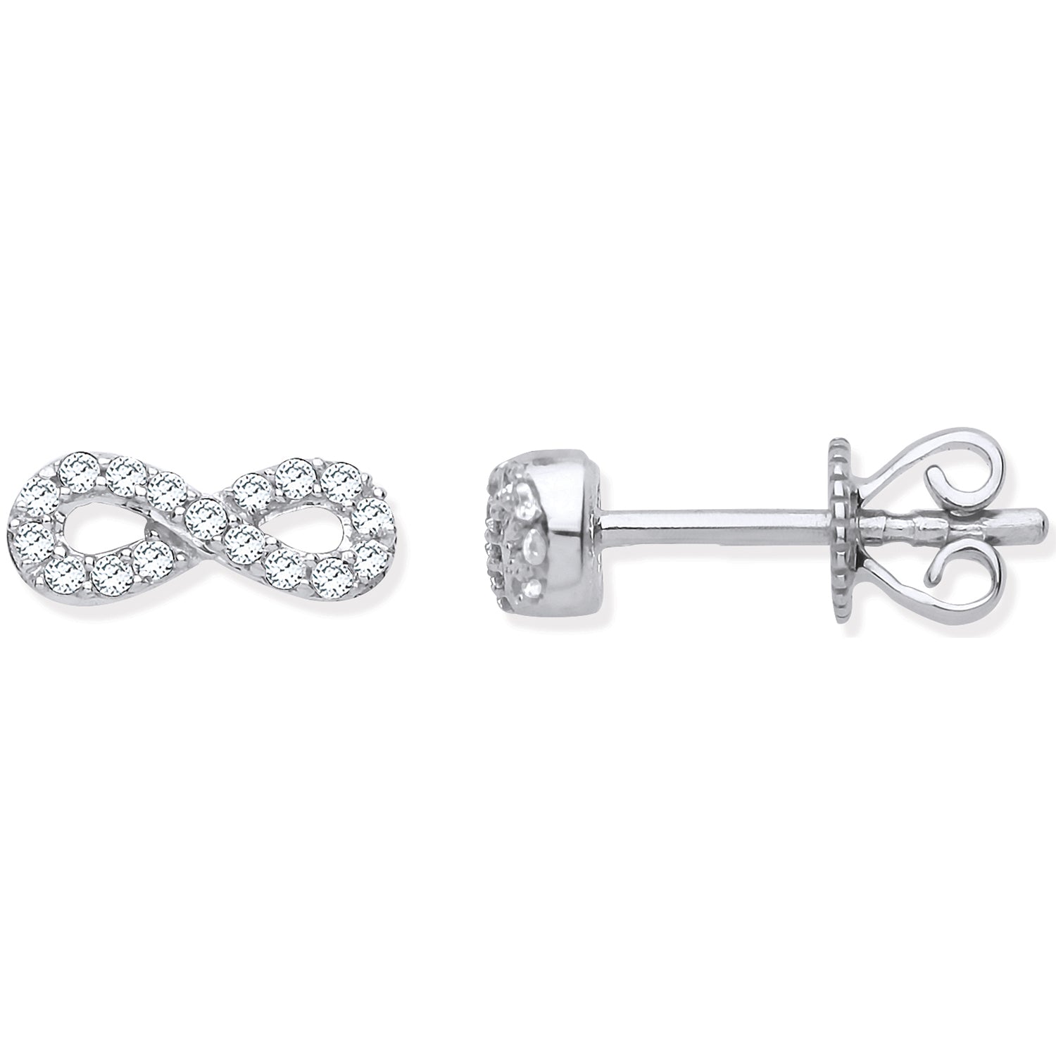 9ct White Gold Infinity 0.15ct Diamond Stud Earrings