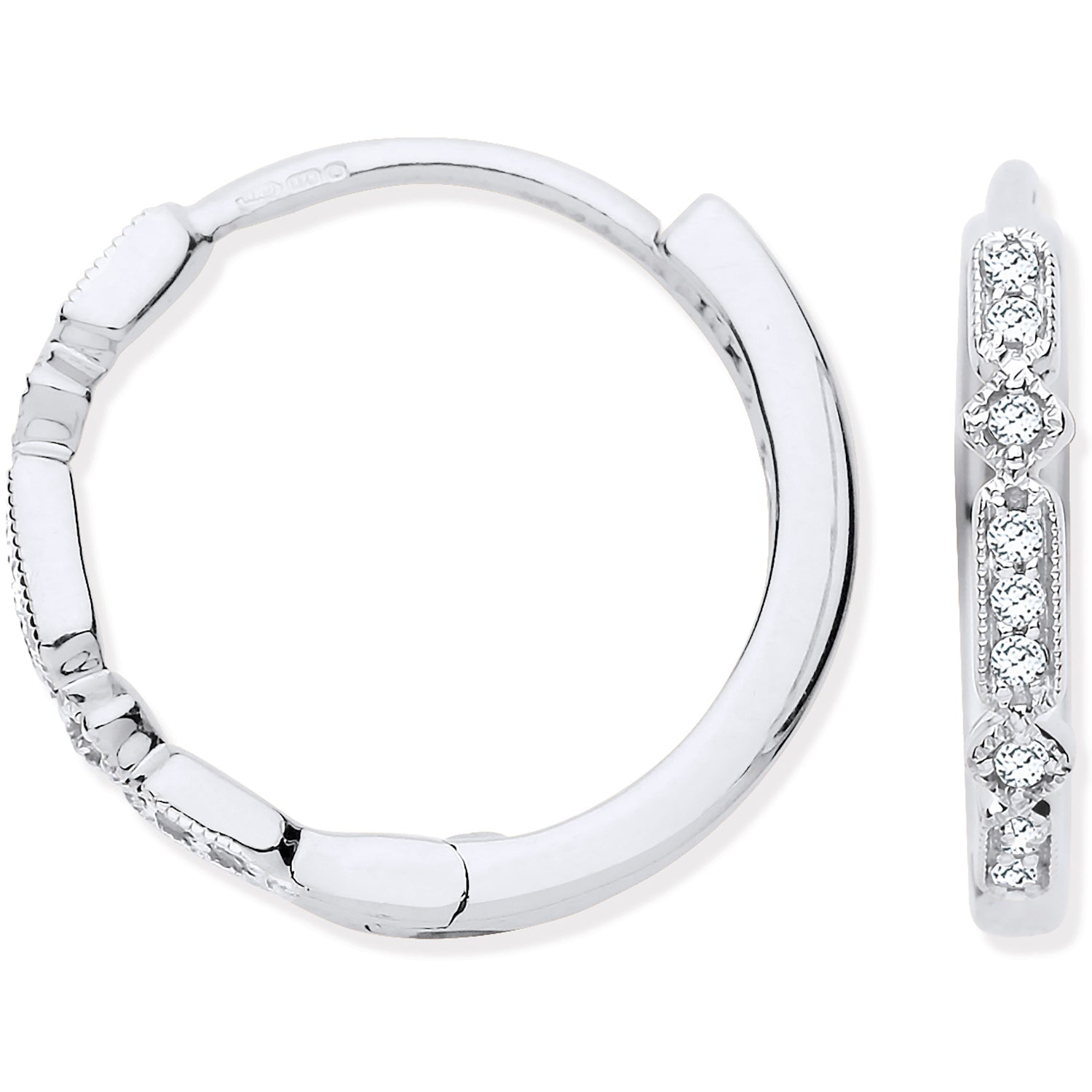 9ct White Gold Round 0.10ctw Diamond Hoop Earrings