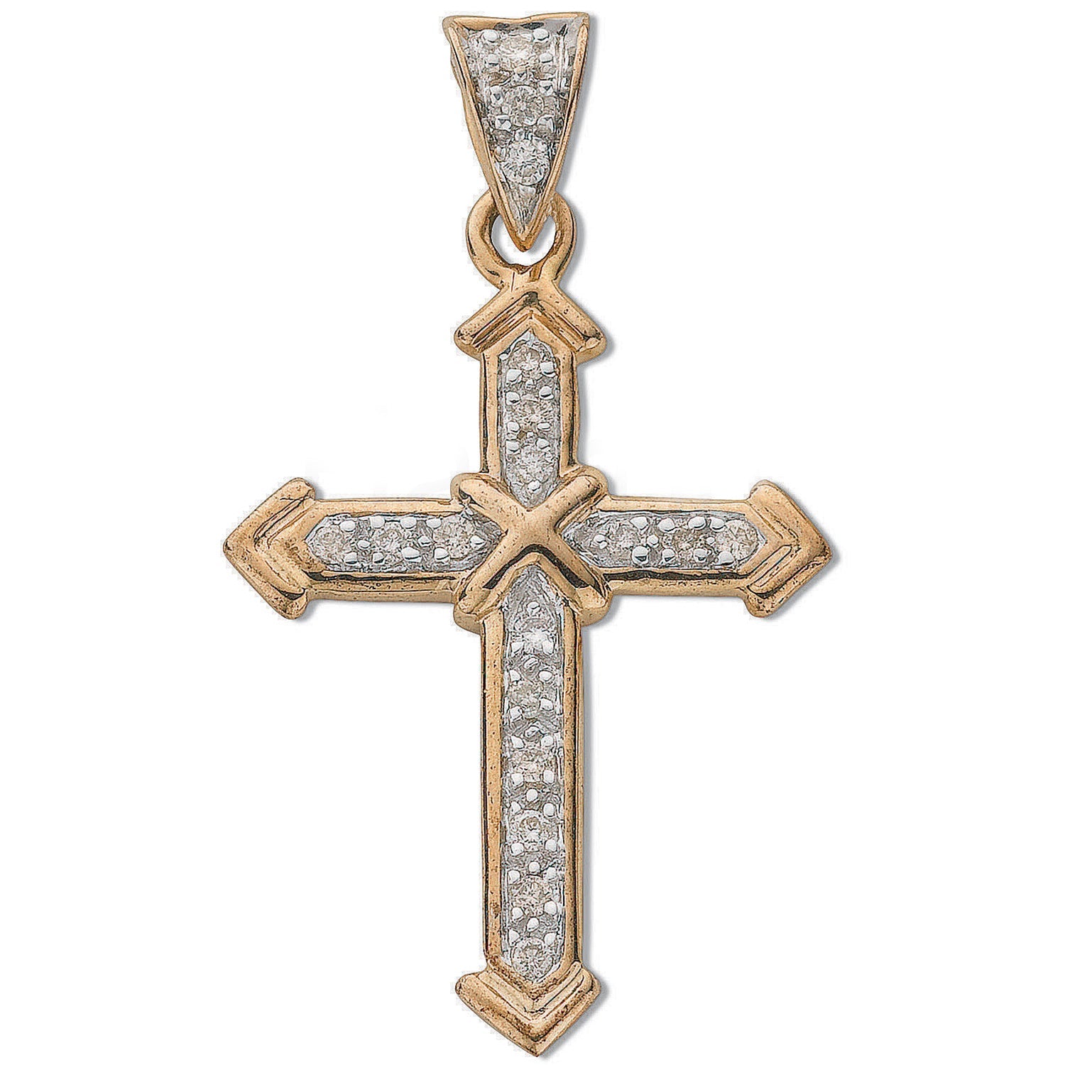 9ct Yellow Gold 0.18ct Diamond Cross Pendant