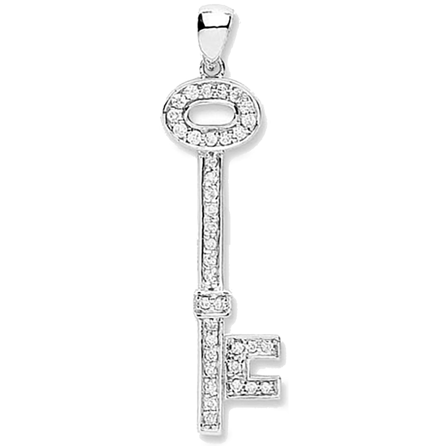 18ct White Gold 0.22ct Diamond Key Pendant