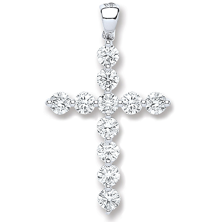 18ct White Gold 0.70ct Diamond Cross Pendant