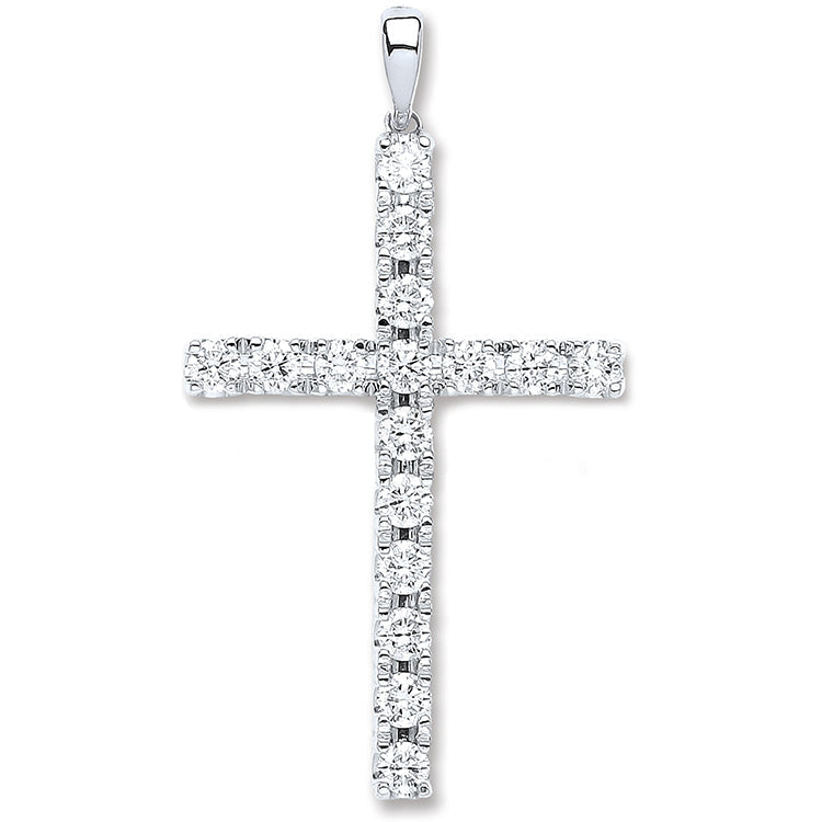 18ct White Gold 1.70ct Diamond Cross Pendant