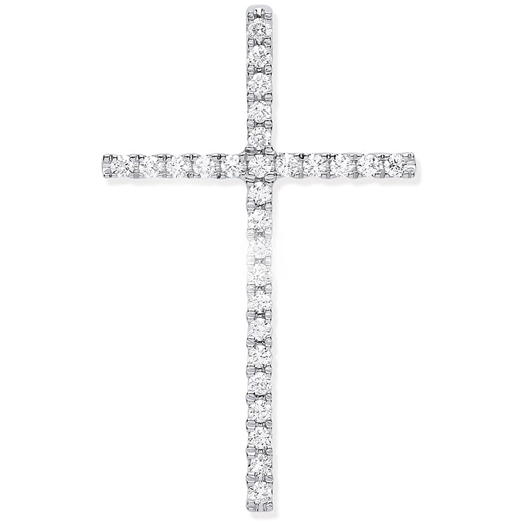 18ct White Gold 0.35ctw Diamond Set Cross Pendant