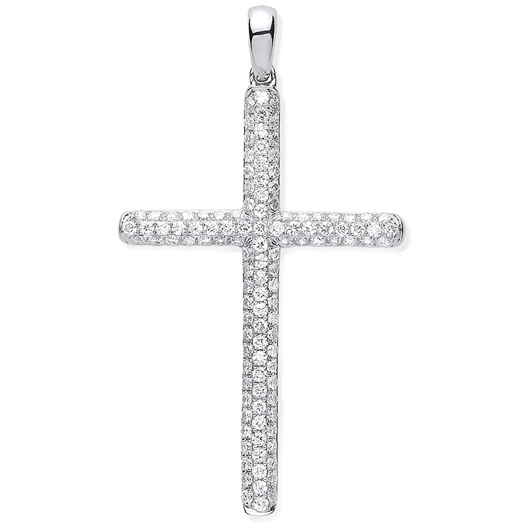 18ct White Gold 0.45ct Diamond Set Cross Pendant