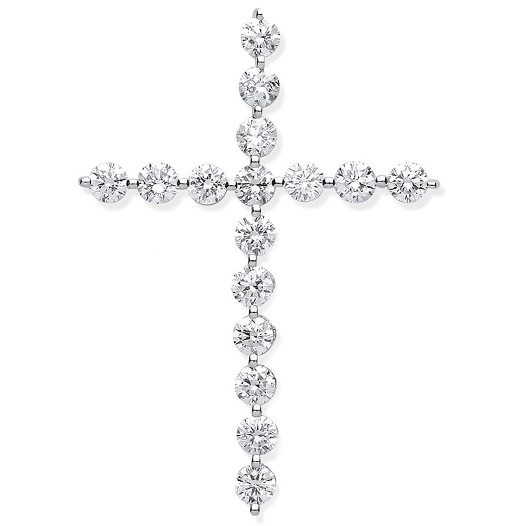 18ct White Gold 0.75ct Diamond Cross Pendant