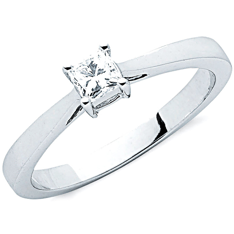 9ct White Gold Princess Cut 0.25ct Diamond Engagement Ring