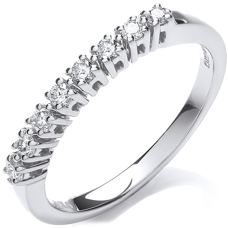 Bague d'éternité avec 8 pierres et diamants de 0,20 ct, or blanc 9 carats