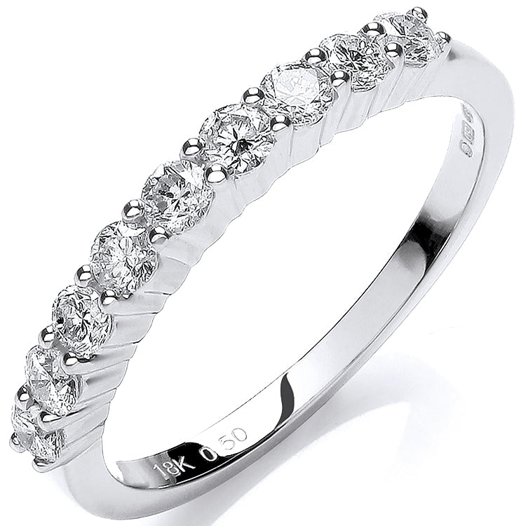 18ct White Gold 0.50ctw Diamond Half Eternity Ring