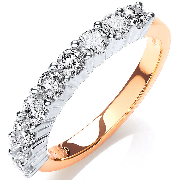 18ct Yellow Gold 9 St 1.00ctw Diamond Half Eternity Ring