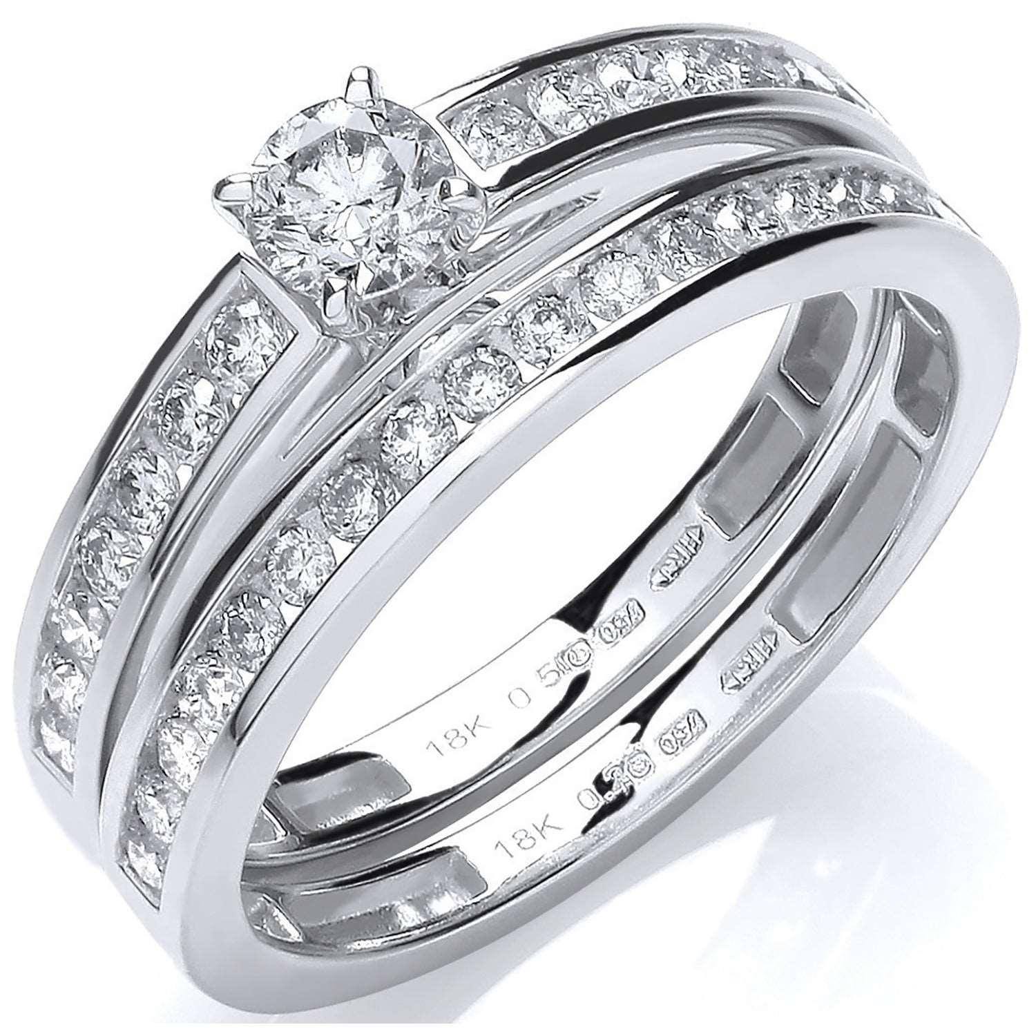 18ct White Gold Bridal Set 0.75ct Diamond Rings