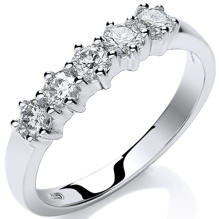 18ct White Gold 0.50ct 5 Stone Diamond Eternity Ring