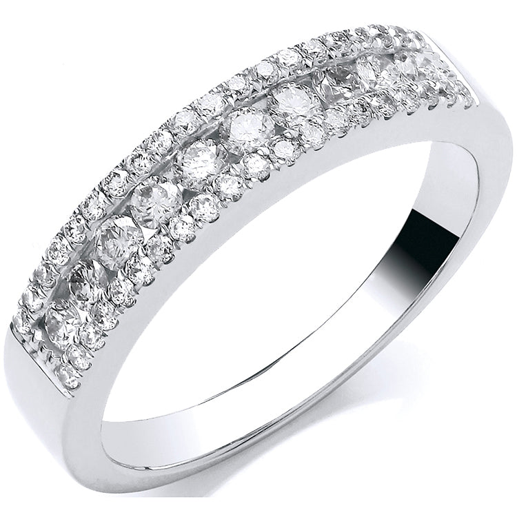 18ct white Gold 0.50ct GH-SI Diamond Half Eternity Ring