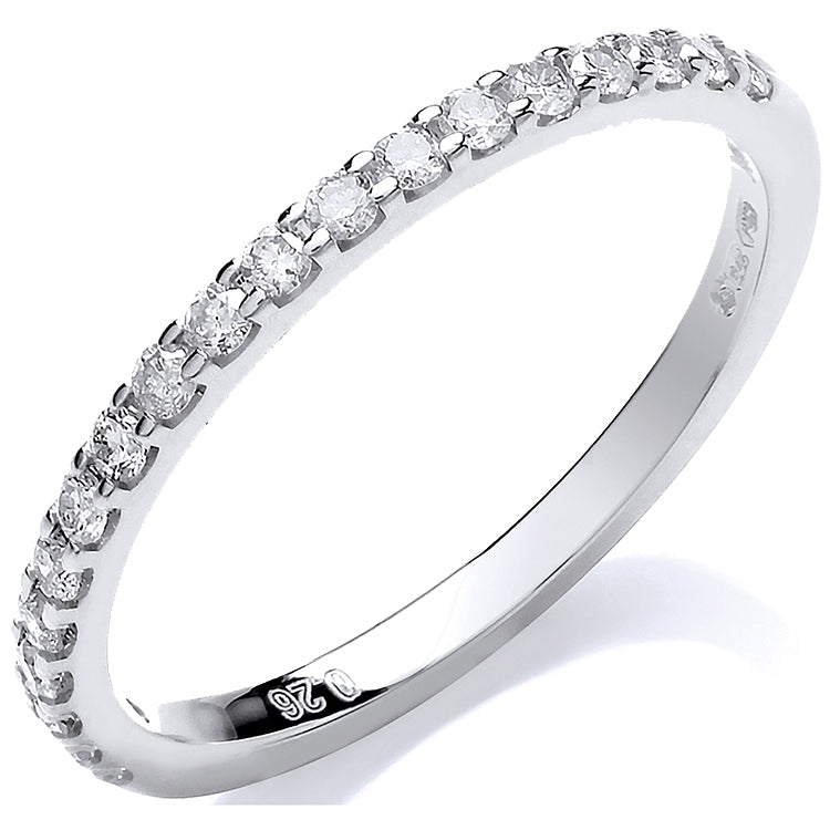 Bague demi-éternité diamant 0,27 ct en or blanc 9 carats