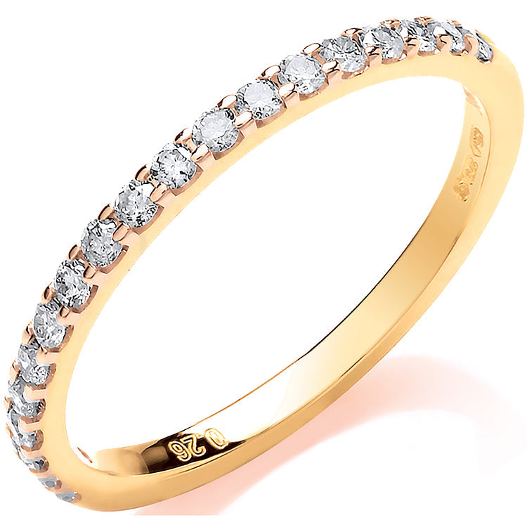 Bague demi-éternité diamant 0,27 ct en or jaune 9 carats