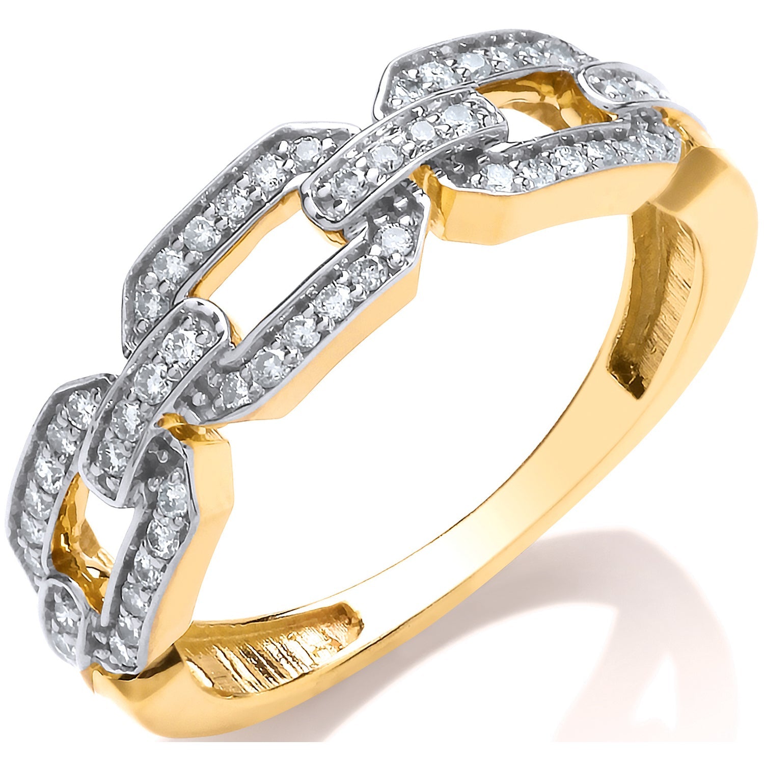 Bague enveloppée de diamants cubains de 0,25 ct en or jaune 9 carats