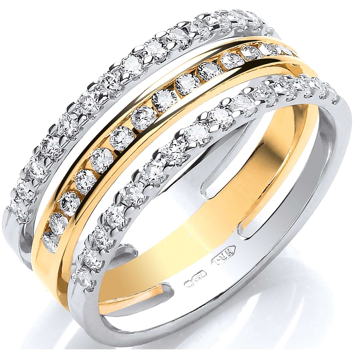 18ct Yellow & White 3 Band 0.50ct Diamond Ring