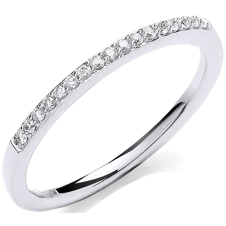 Bague demi-éternité 0,10 ct en or blanc 9 carats