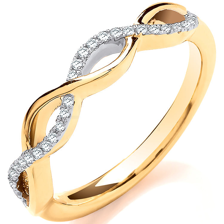 0.10ct Diamond Entwined Ring 9K Yellow Gold