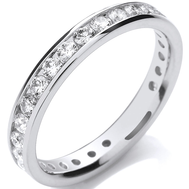 18ct White Gold Channel Set Full Eternity 1.00ctw Diamond Ring