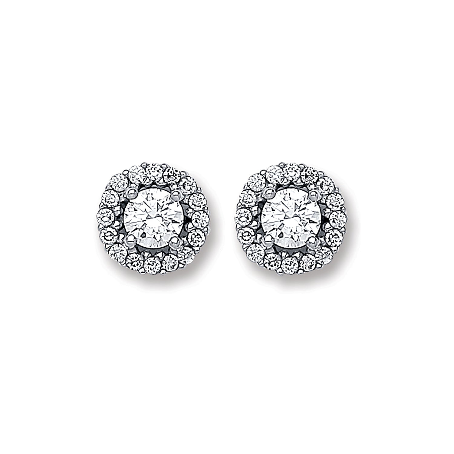 9ct White Gold Cubic Zirconia Cluster Stud Earrings