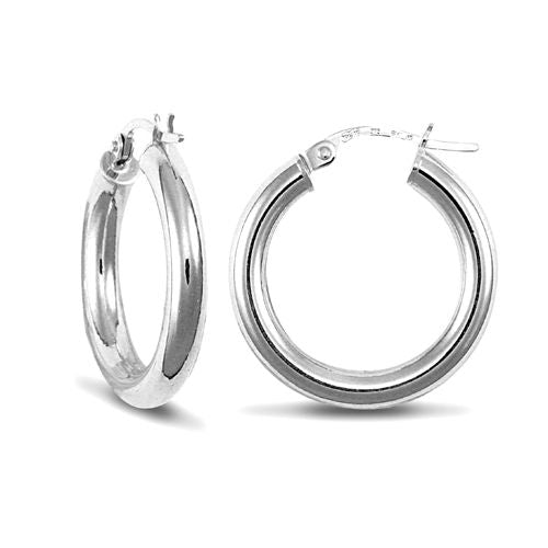 JER127 | 9ct White Gold Hoop Earrings - 3mm Tube