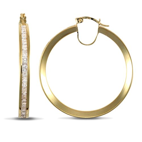 JER402 | 9ct Yellow Gold Channel Set Hoop Earrings