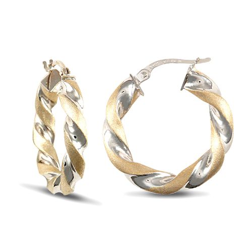 JER438A | 9ct White And Yellow Gold Hoop Earrings