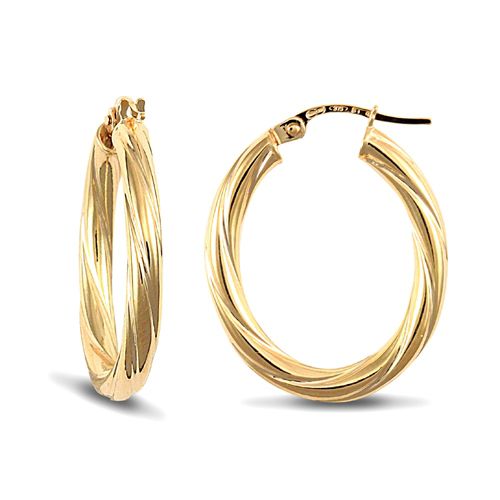 JER443 | 9ct Yellow Gold Twist Oval Earrings