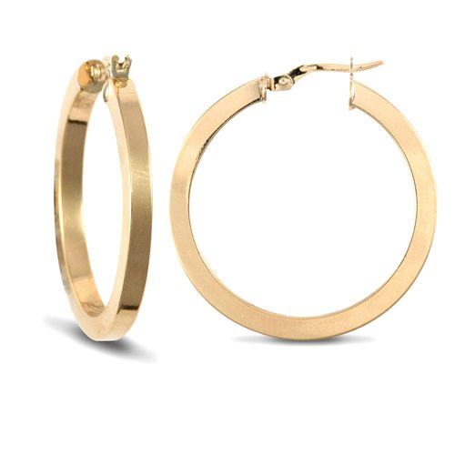 9K Yellow Gold Square Tube Hoop Earrings - Erkals Jewellers