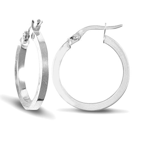 JER674B | 9ct White Gold Square Tube Hoop Earrings