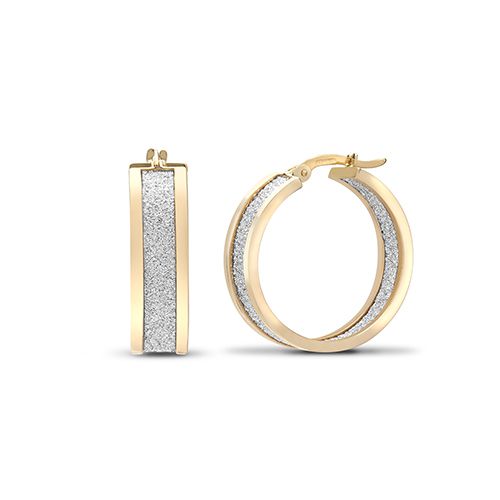 JER784A | 9ct Yellow Gold Double Sided MoonDust Hoop Earrings 20mm