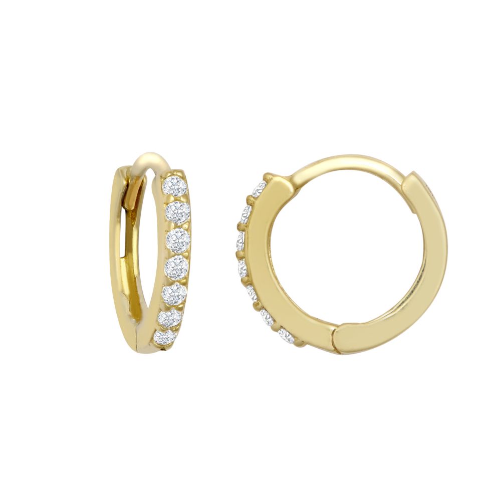 JER812 | 9ct Yellow Gold CZ Set 10mm Huggie Earrings