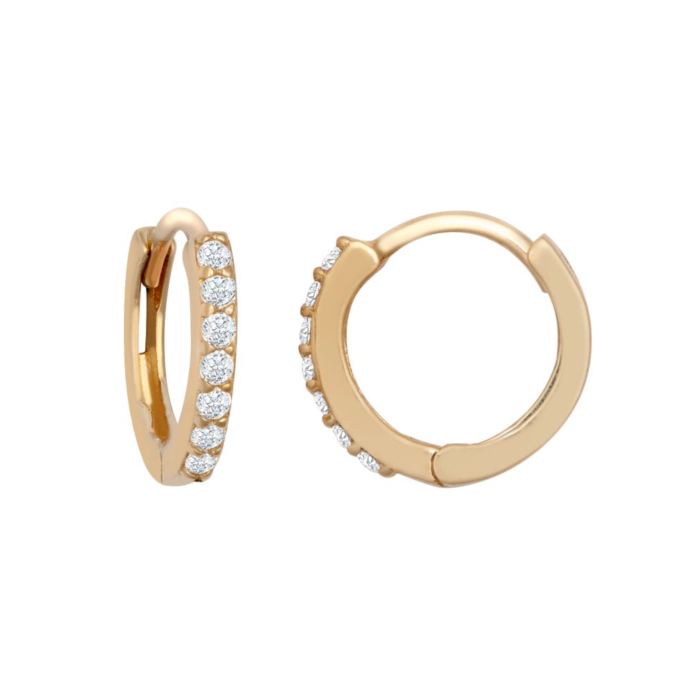 JER814 | 9ct Rose Gold CZ Set 10mm Huggie Earrings