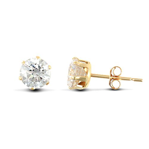 JES099 | 9ct Yellow Gold CZ Claw Set Studs