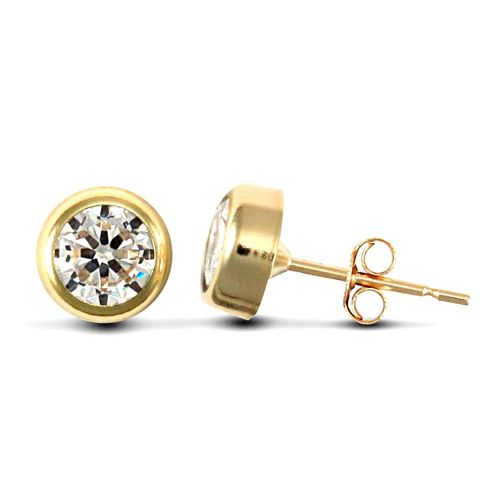 JES104 | 9ct Yellow Gold CZ Rub-Over Studs