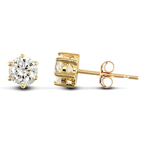 JES126 | 9ct Yellow Gold Cubic Zirconia Claw Set Studs