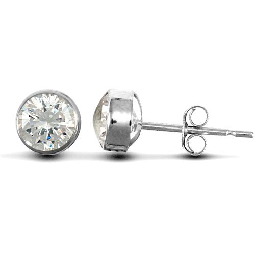 JES158 | 9ct White Gold Cubic Zirconia Rub-Over Studs