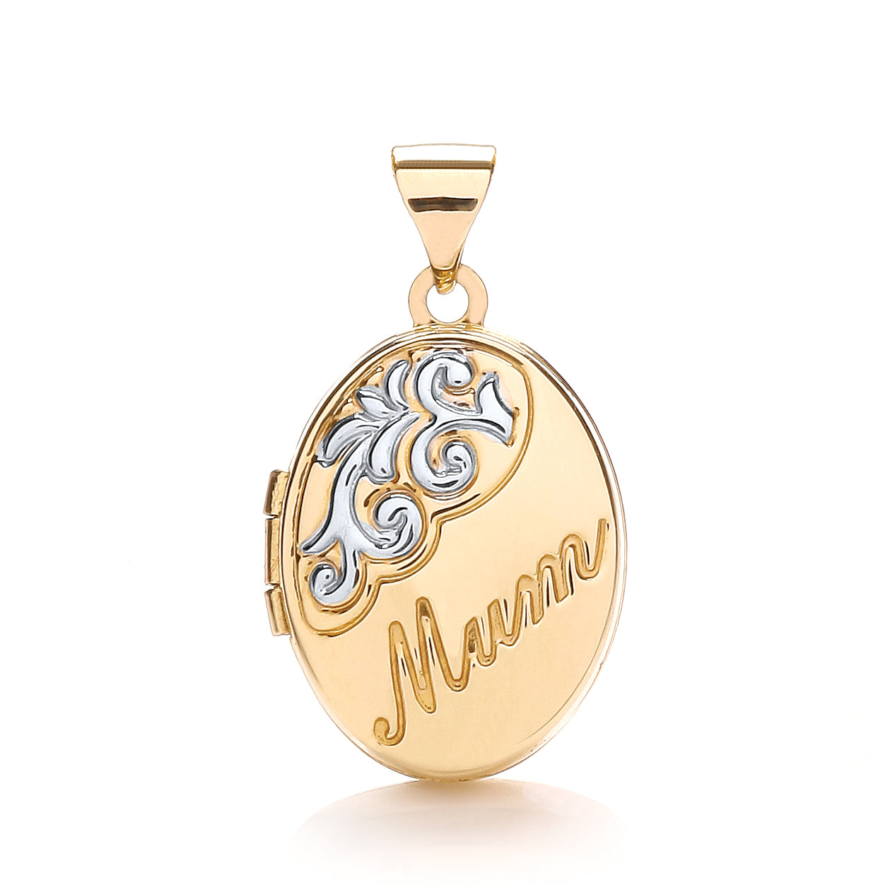 9ct Yellow & White Gold Oval Shaped Mum Locket